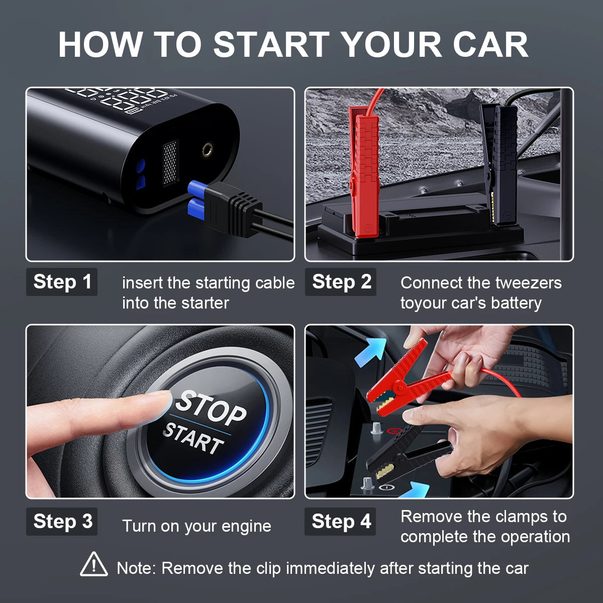 Car Jump Starter With Wireless Tire Inflator Pump Car Tire Wireless Air Pump Inflator For Car Motorcycle Bicycle