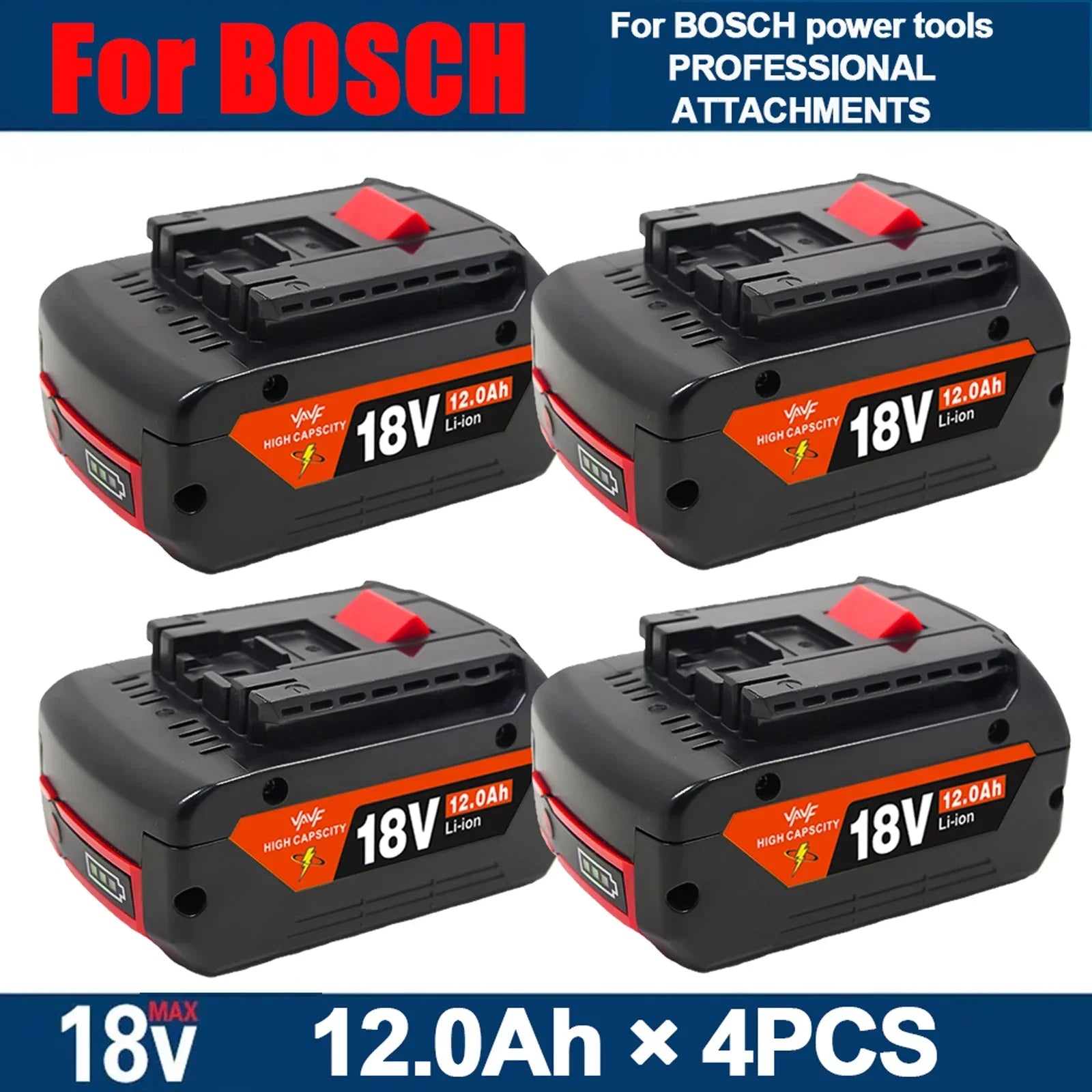 For Bosch 18V Professional System Power Tools BAT609 BAT618  GBA18V80 ProCORE 18V 12.0Ah Replacement Battery, 18650 Li-Ion🌭
