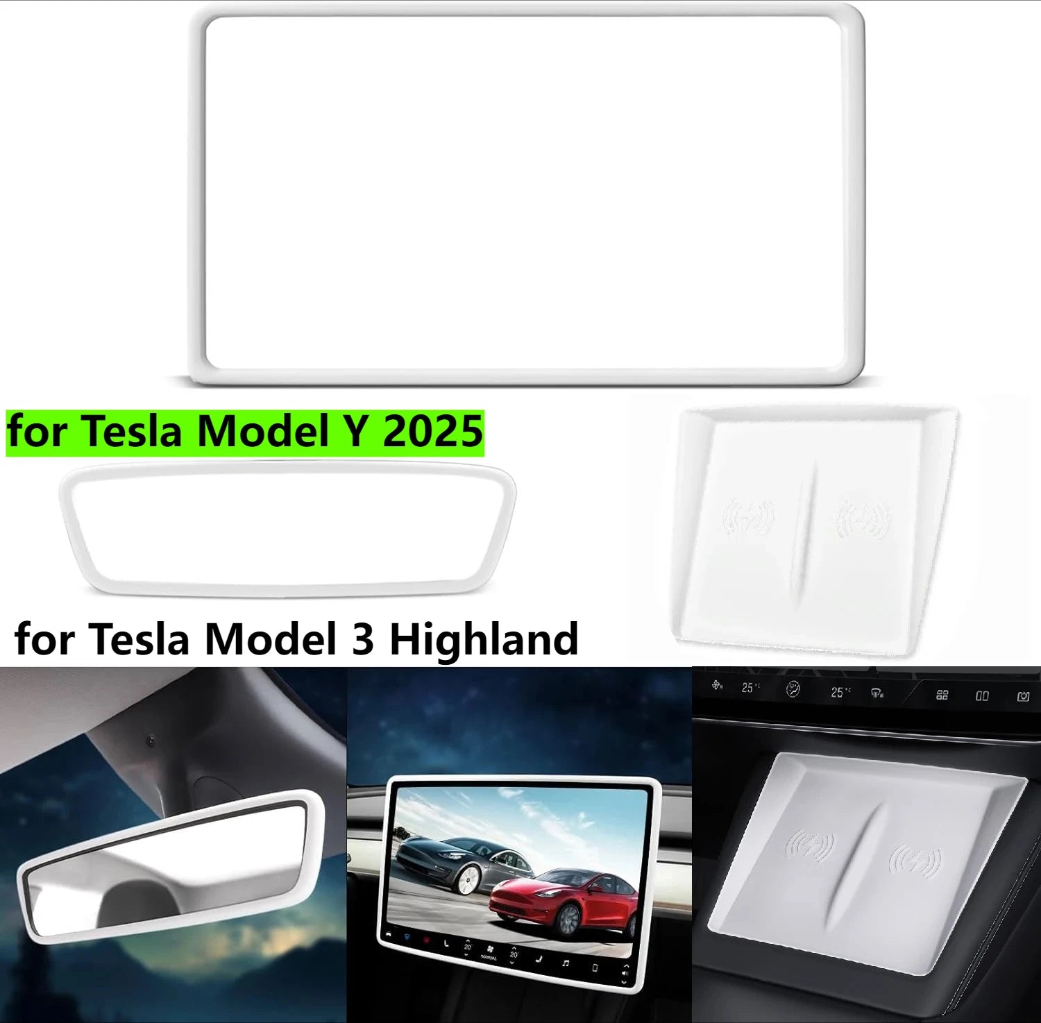 Tesla Model Y Juniper 2025 Center Console Wireless Charging Pad & Mirror Protector - kingpowerauto