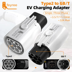 Feyree EV Charger Adapter Type2 to GB/T Converter 32A 22KW 3P for China Standard Electric Vehicle 7KW 32A 1P EV Car Connector