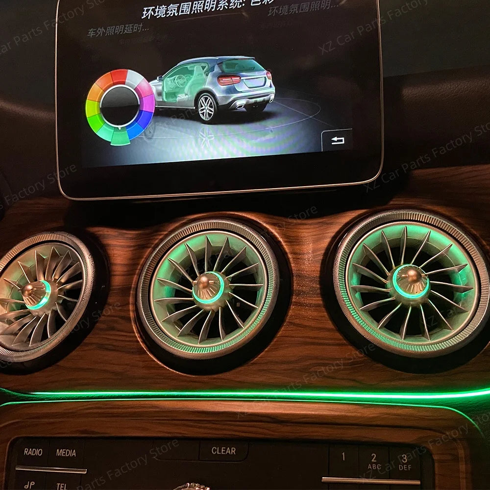 12/64 Colors Ambient Light for Mercedes-Benz A CLA GLA W176 W117 W156 Turbine Air Vent Ambient Light Kit Colors Vents Car Parts