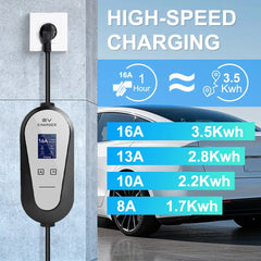 16A EV Charger 1Phase 3.5kW GBT Socket WIFI APP Control Box EVSE LCD Display Current Adjustable Charging Accessories for EV