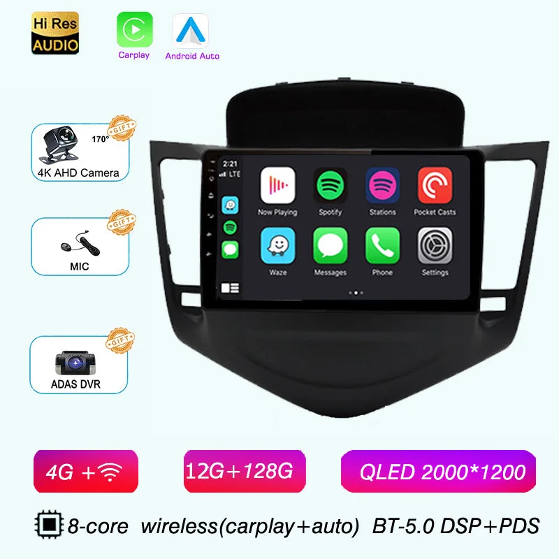 2K QLED 8core Android 15 For Chevrolet Cruze 2008 2009-2014 Car Radio GPS Carplay Auto Multimedia Head Unit DSP Stereo 2 Din