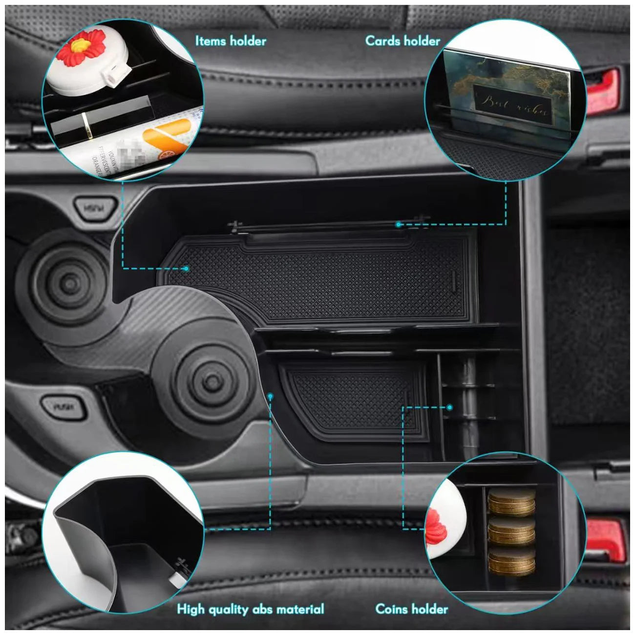 For KIA Niro SG2 EV PHEV 2022 Center Console Organizer Tray Armrest Storage Box Layered Storage Box Car Accessories