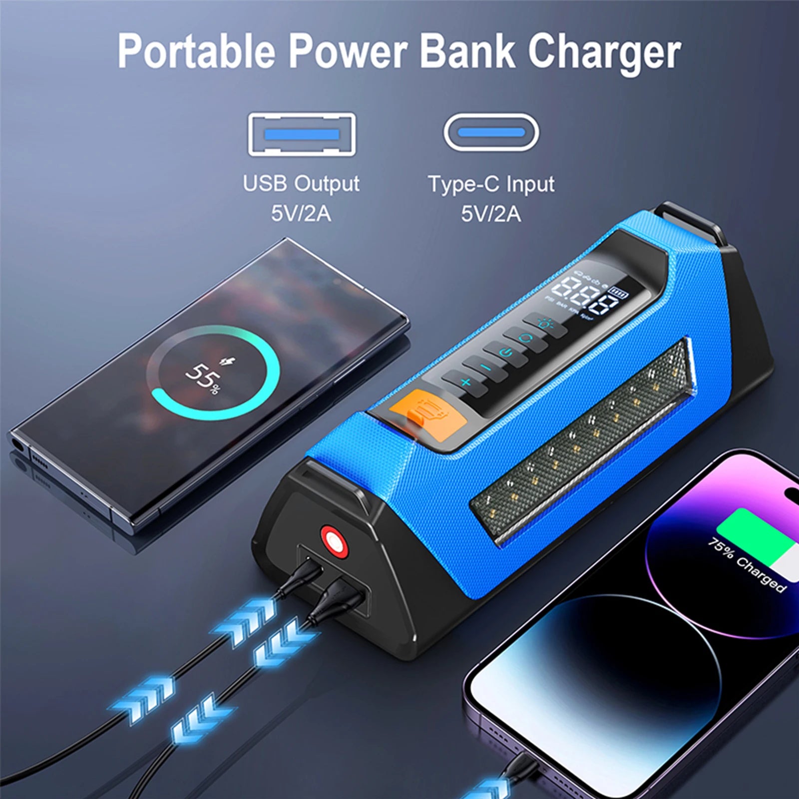 8000a Amp 200 Psi Car Jumper Multi Function 12v Battery Booster Capacitor Auto Compressor Power Bank Jump Starter With Air Pump