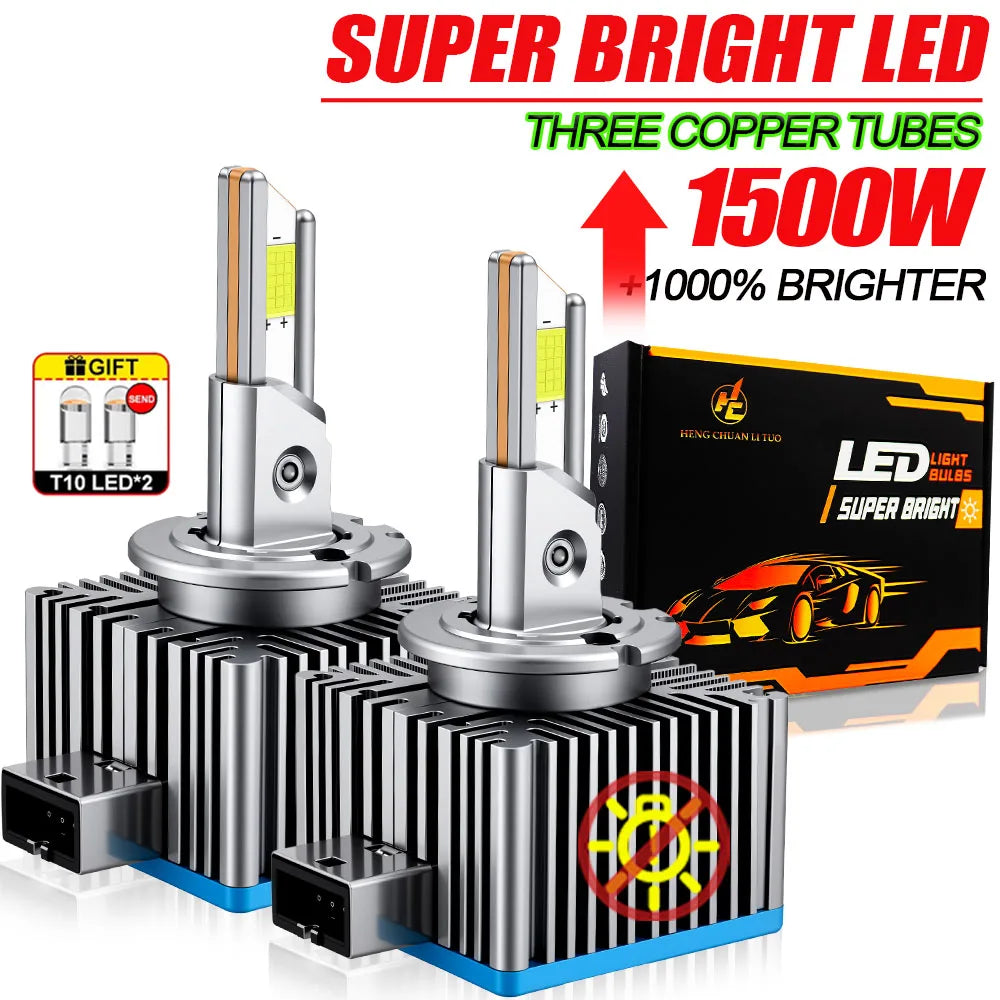 D1S D3S D2S LED CANBUS Headlight 1500W Bulbs Super Bright D4S D1R D3R D2R D4R D8S Xenon Lights for Car 6000K Automobile Lamps