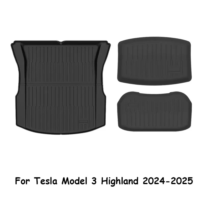 For Tesla New Model 3 Highland 2024-2025 TPE Floor Mats Durable Design Waterproof Luggage Mat Foot Pads Trunk Mats Accessories