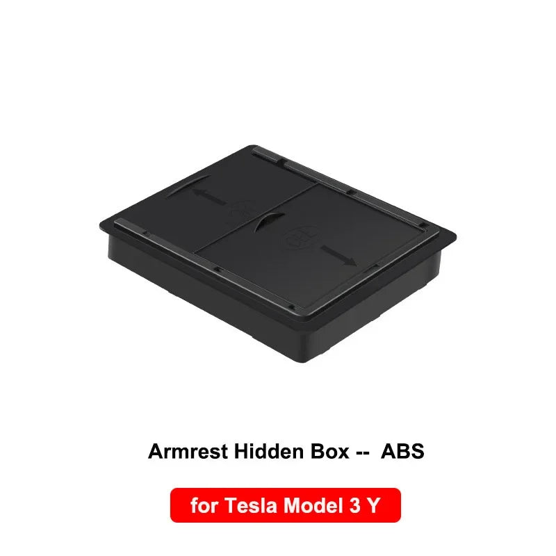 Car Storage Box For Tesla Model Y 3 Center Console Trays Armrest Hidden Box Bins Cup Holder Organizer Auto Interior Accessories