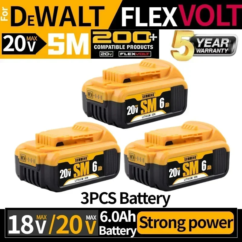 ⚡😊💪Original Battery 20V 6Ah 8Ah MAX FlexVolt for DeWALT DCB606 DCB205 DCB206 DCB209 DCB182 Power Tool with Charger⚡😊💪