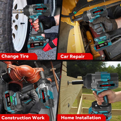 ONEVAN 1/2" Brushless Electric Impact Wrench 2800N.M Torque Removal Screw Nut Screwdriver Home Power Tool for Makita 18V Batte