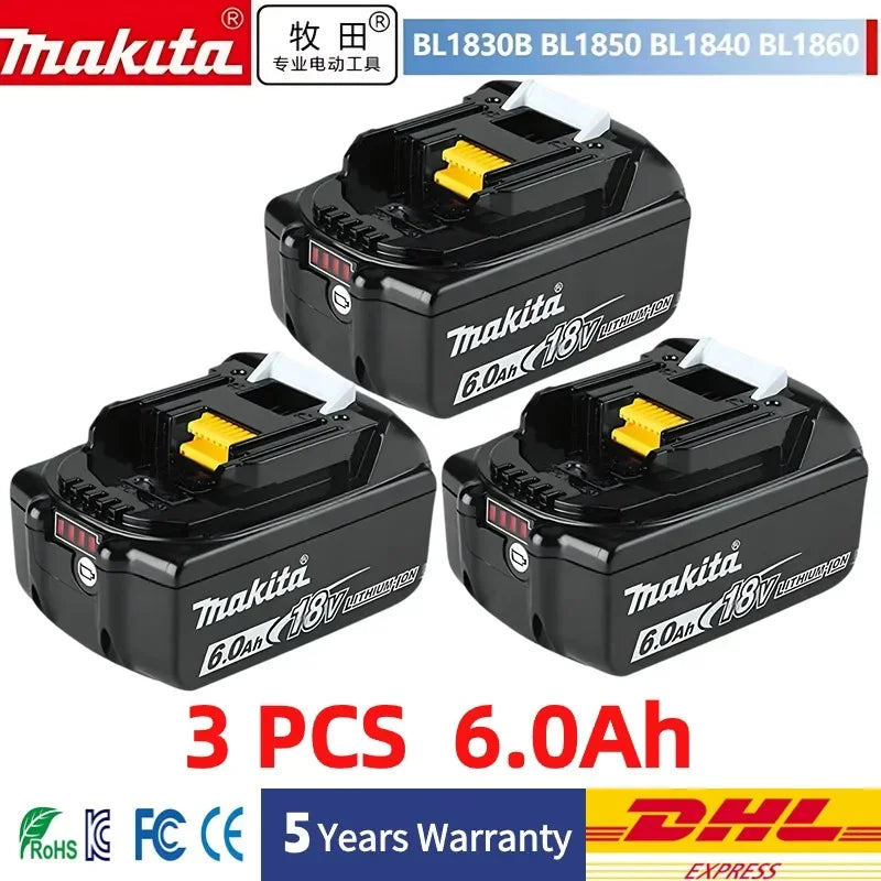 Original Makita 6Ah/5Ah//3Ah for Makita 18V Battery BL1830B BL1850B BL1850 BL1840 BL1860 BL1815 Replacement Lithium Battery