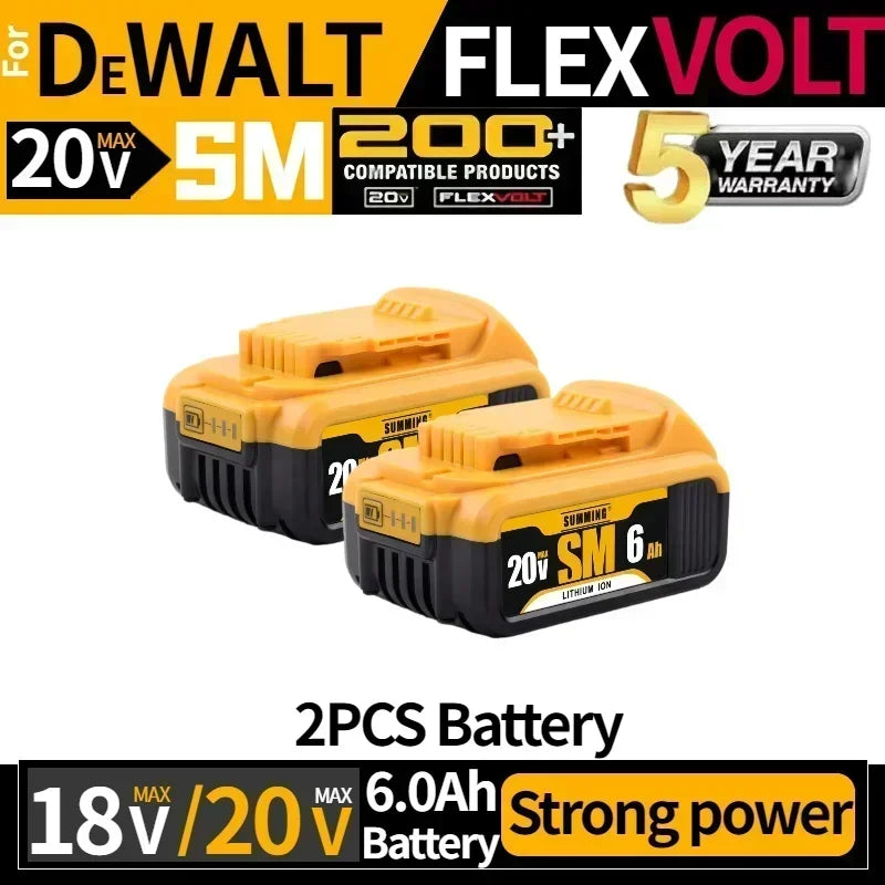 ⚡😊💪Original Battery 20V 6Ah 8Ah MAX FlexVolt for DeWALT DCB606 DCB205 DCB206 DCB209 DCB182 Power Tool with Charger⚡😊💪