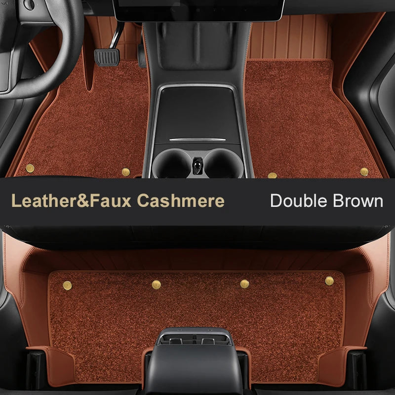 Tesla Model Y Custom Fit Car Accessories Floor Mat Interior Cowhide for Tesla Model Y Double Layers for Front and Rear Seat