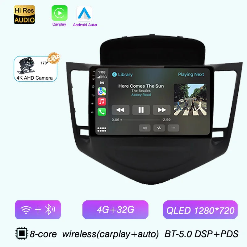 2K QLED 8core Android 15 For Chevrolet Cruze 2008 2009-2014 Car Radio GPS Carplay Auto Multimedia Head Unit DSP Stereo 2 Din