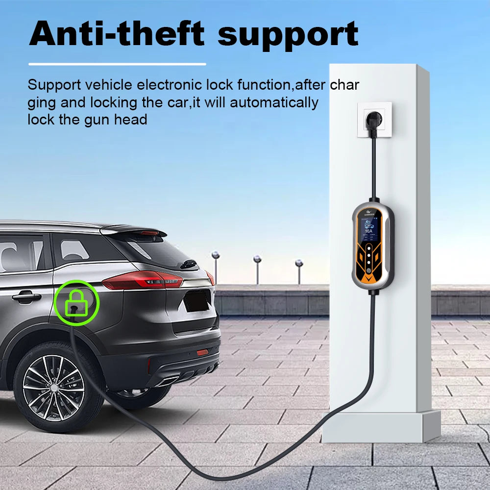 ADPOW Portable 32A Type2 EV Chargers 3Phase 22KW Red 5Pins CEE Plug 5M Cable WIFI APP Control Electric Car Charging Accessories