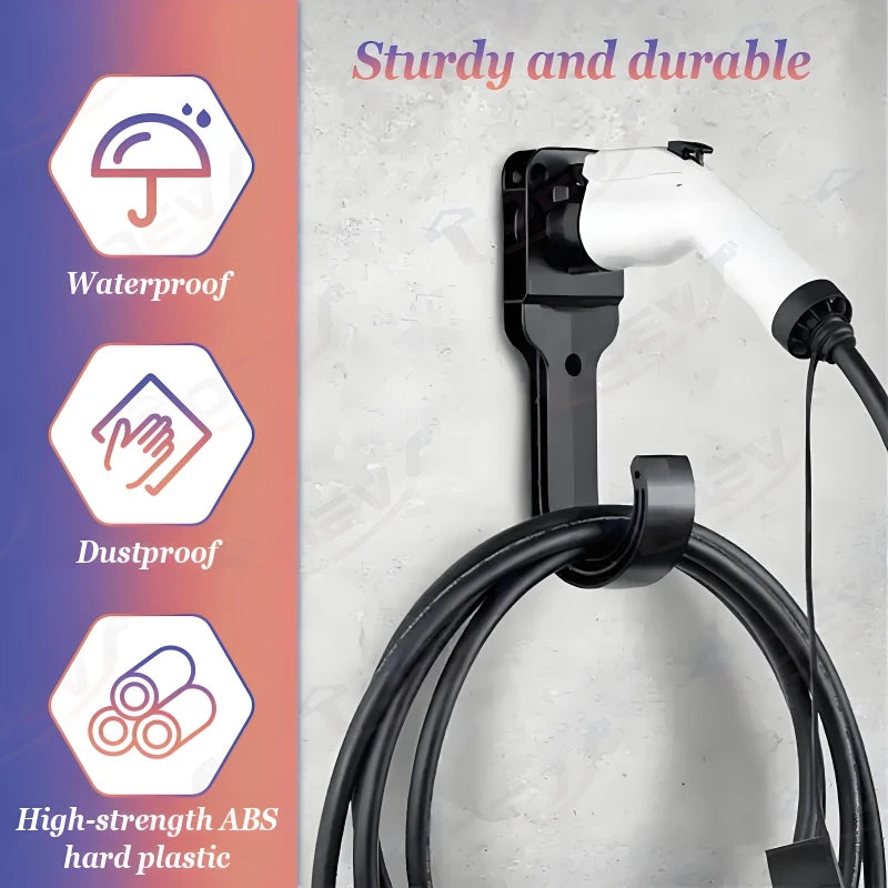 Type 2 Type 1 GBT EV Charger Cables Strong Holder Electric Car Charger Holder ABS Cable Holder Wall Bracket with Screws