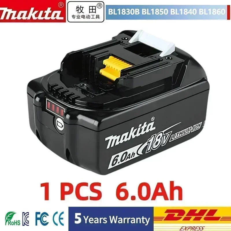 Makita Latest Upgraded BL1860 Rechargeable Battery 18V 6Ah Lithium for Makita 18V Battery BL1840 BL1850 BL1830 BL1860B LXT 400