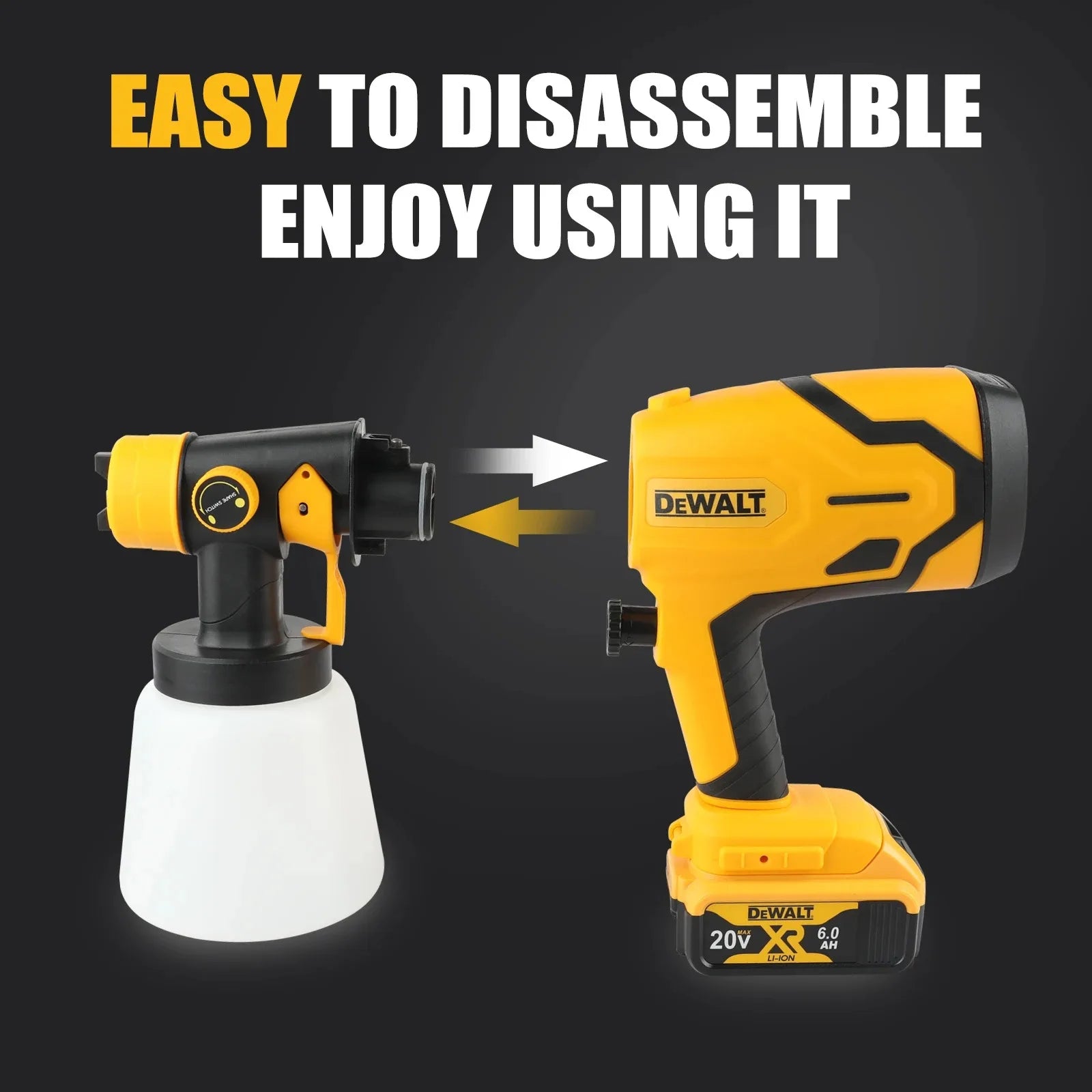 DEWALT Cordless Electric Spray Gun Portable High Power Paint Sprayer for Auto Furniture Coating Airbrush Compatible with Battery