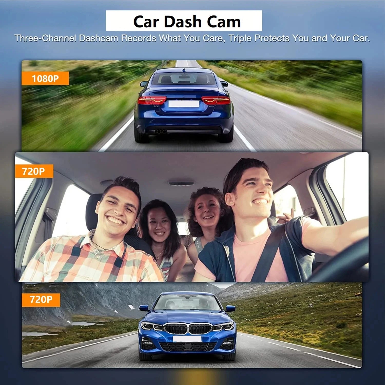 Dash Cam Car DVR 1080P Dashcam for car surveillance camera Automobiles 3 Lens Front Rear Interior Vehicle Video Drive Recorder