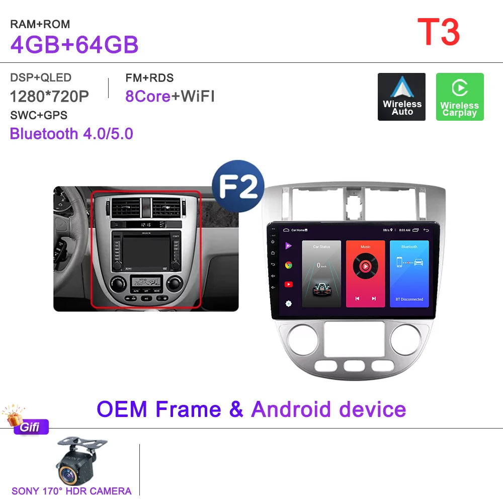 Android 15 For Chevrolet Optra Daewoo Nubiraa Suzuki Forenza Lacetti J200 For Buick Excelle Hrv Car Radio Navigation Screen GPS