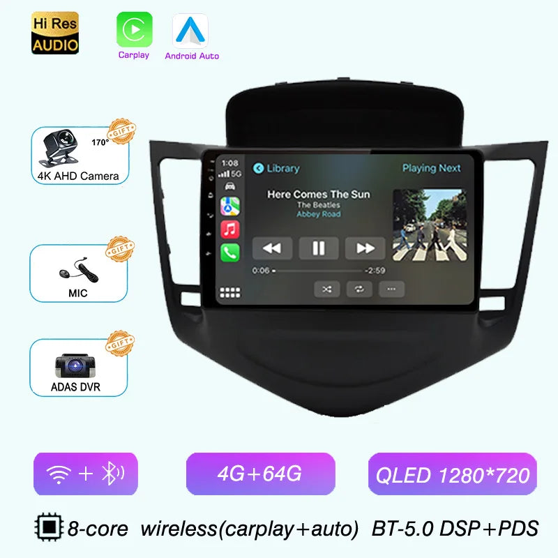 2K QLED 8core Android 15 For Chevrolet Cruze 2008 2009-2014 Car Radio GPS Carplay Auto Multimedia Head Unit DSP Stereo 2 Din