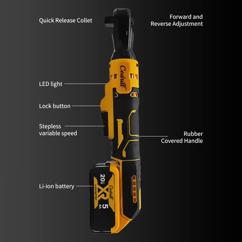 For Dewalt 20V Battery PIN 1/2In Brushless Electric Ratchet Wrench 3/8Inch Cordless Variable Speed Power Wrench Impact Driver
