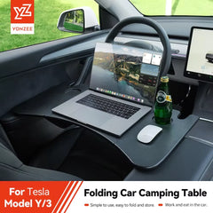 YZ Table Desk For Tesla Model 3 Y Highland Juniper 2021-2025 Car Steering Wheel Laptop Tray Food Desk Portable Office Table -