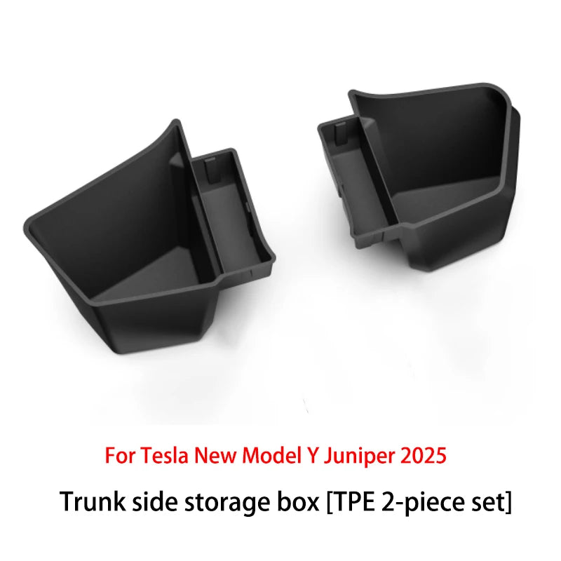 For Tesla Model Y Juniper 2025+ TPE Car Trunk Side Storage Box Cover plate organizer Car trunk side storage box refit Accessorys