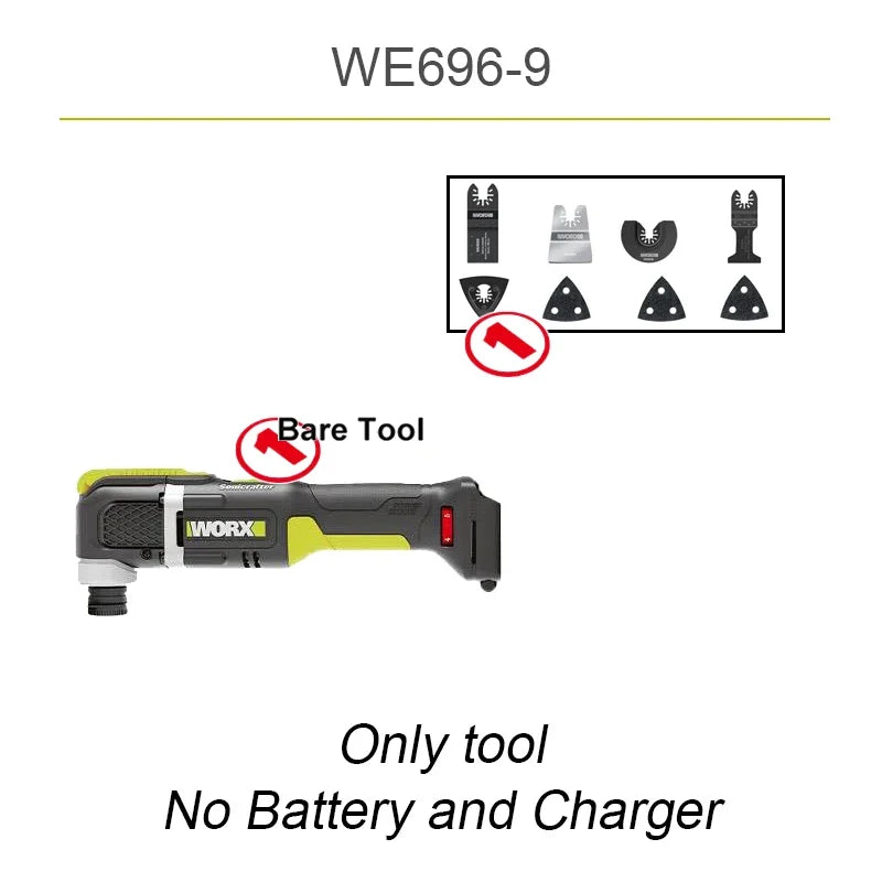 Worx Cordless Oscillating Multi-Tool Brush WE696 BareTool 20v 18000T/min SwingAngle 3.6 Shock Absorbing Share Kress Battery