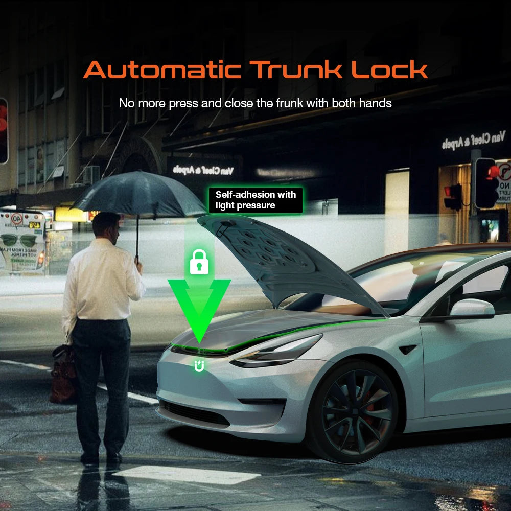 Ruiyyco Frunk Soft Closing for Tesla Model 3 Y S X 2021-2025 Front Trunk Auto Close Electric Suction Cover Automatic Lock Closer
