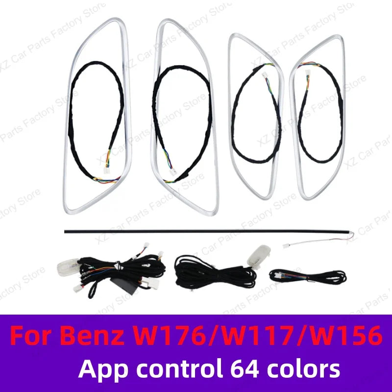 12/64 Colors Ambient Light for Mercedes-Benz A CLA GLA W176 W117 W156 Turbine Air Vent Ambient Light Kit Colors Vents Car Parts
