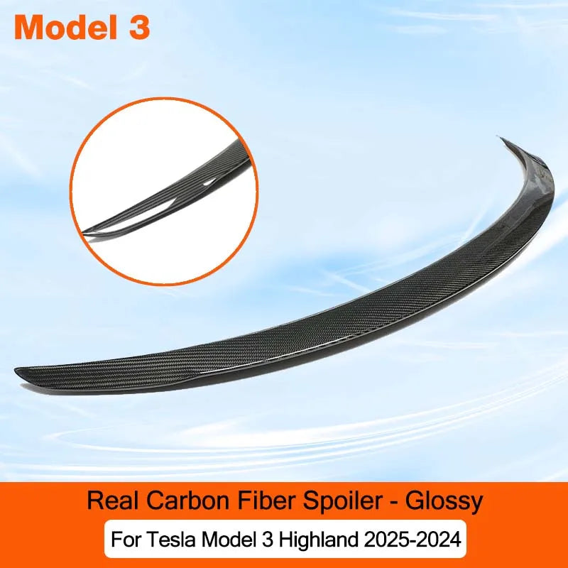 For Tesla Model Y Juniper 2025 Newest 100% Real Carbon Fiber Spoiler High Performance 2024 Model3 Highland Trunk Wings Accessory