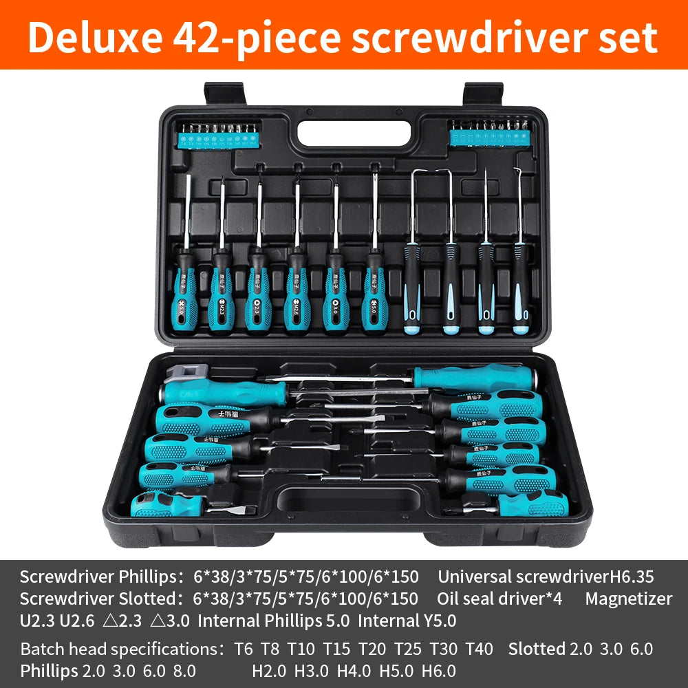 LUXIANZI 13/42Pcs Screwdriver Hand Tool Set with Plastic Toolbox Precision Magnetic Phillips Soltted Piercing screwdrivers Kit