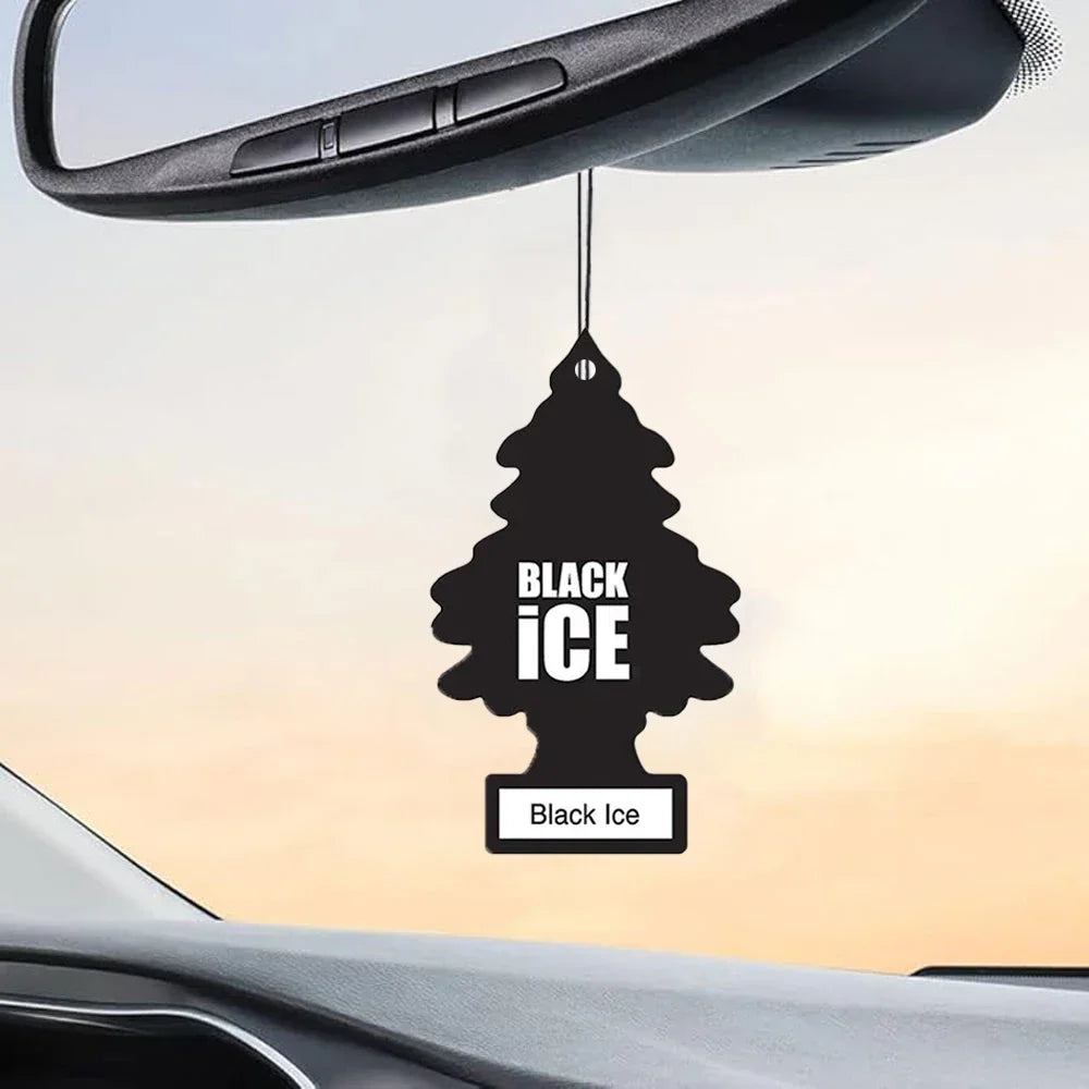5-20pcs Black ice Car Air Freshener] Little Tress Car Air Freshener | Hanging Paper Tree for Home or Car