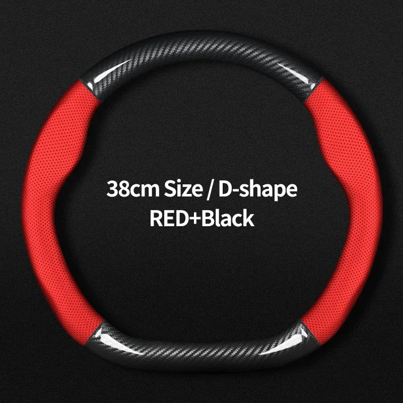 No Smell Thin For Tesla Steering Wheel Cover Genuine Leather Carbon Fiber Fit Model 3 S Y X Roadster