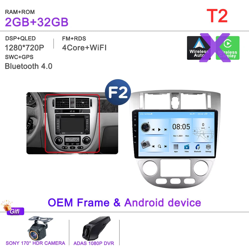 Android 15 For Chevrolet Optra Daewoo Nubiraa Suzuki Forenza Lacetti J200 For Buick Excelle Hrv Car Radio Navigation Screen GPS