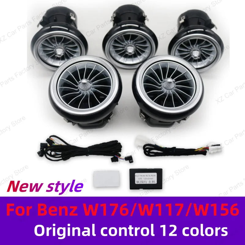 12/64 Colors Ambient Light for Mercedes-Benz A CLA GLA W176 W117 W156 Turbine Air Vent Ambient Light Kit Colors Vents Car Parts