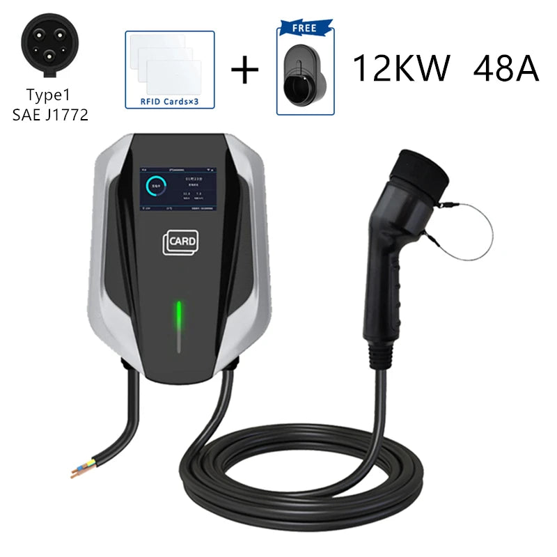 Type 2 EV Charging Station IEC62196 J1772 GBT 22KW 32A 3Phase Electric Vehicle Car Charger Wallbox Type 1 GB/T with APP Cards