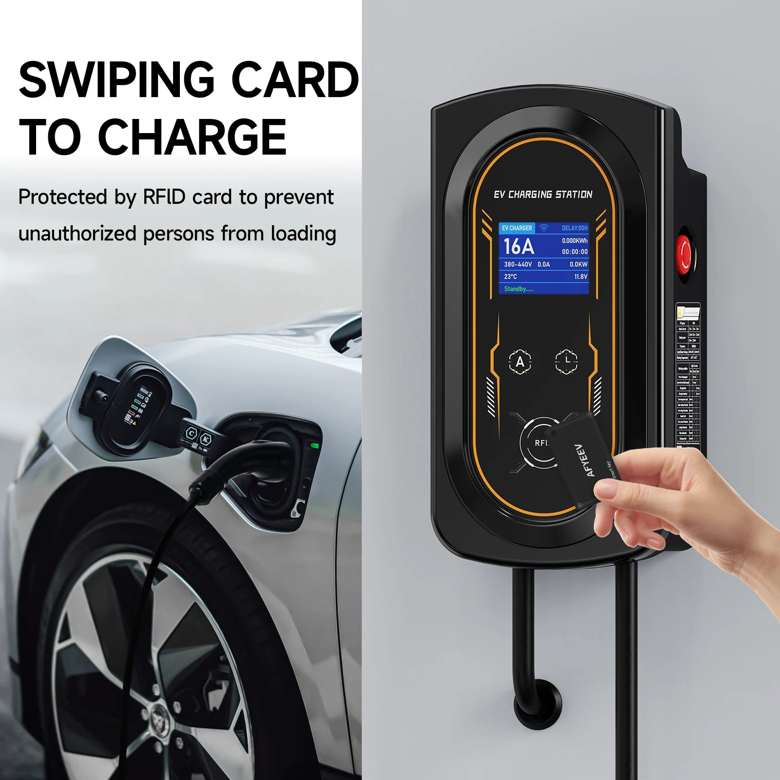 AFYEEV 11KW/22KW New Type2 IEC62196-2 16A/32A EV Charging Station 7.6KW Electric Car Wallbox Charger APP Remote Control CEE Plug