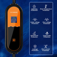 3.5KW Type2 Portable EV Charger 16A 1Phase EU Plug EVSE Charging 8A-10A-13A-16A Current Adjustable Electric Vehicle Charging