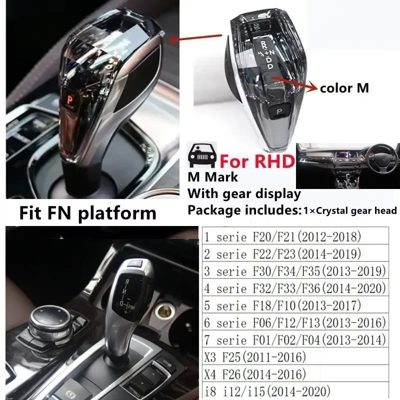 3 Piece Set Crystal Gear Shift Knob Lever Stick Handle for BMW 3 5 6 7 series x3 x5 x6 f30 g15 f01 g20 g05 g21 g28 g30 g31 g38