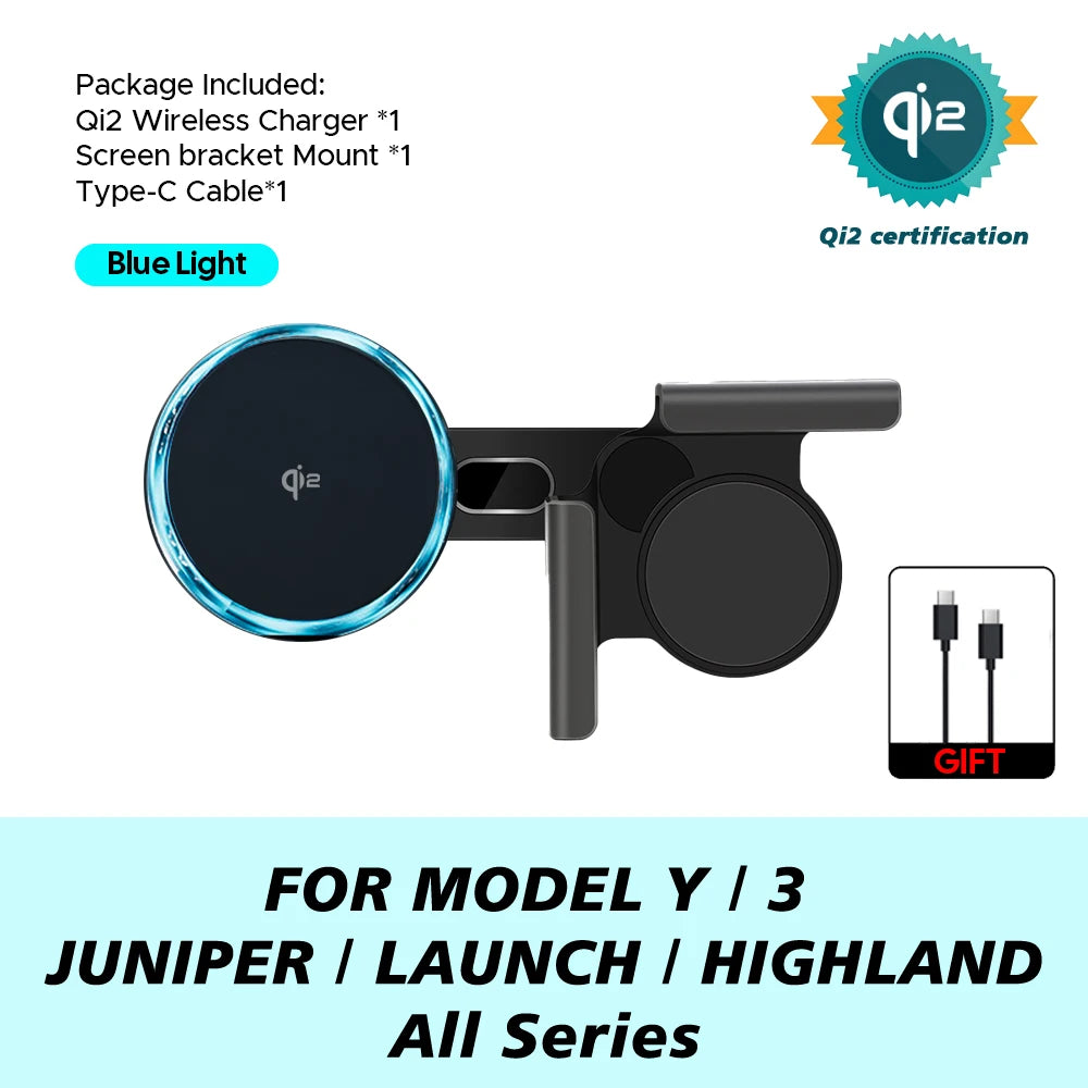 for Tesla New Model 3 Y HIGHLAND LAUNCH JUNIPER 2025 Car Phone Mount Holder 15W Magnetic Magsafe Wireless Charger Accessories