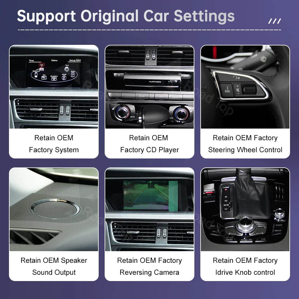 Road Top Radio Multimedia Linux Screen For Audi A4 A5 2009-2015 Wireless CarPlay Android Auto Airplay Car Player Function