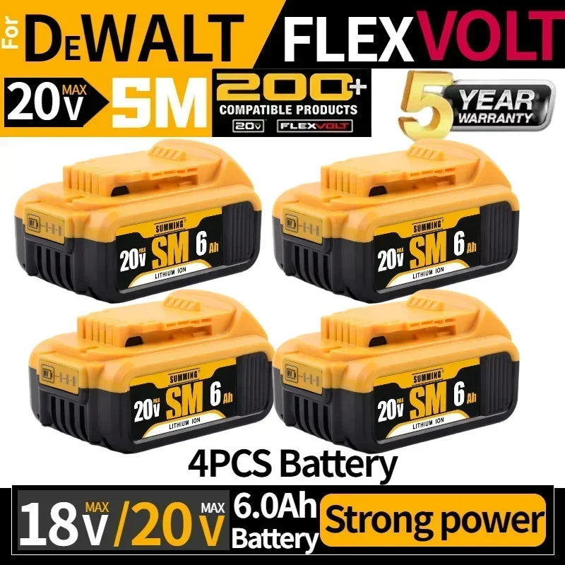 ⚡😊💪Original Battery 20V 6Ah 8Ah MAX FlexVolt for DeWALT DCB606 DCB205 DCB206 DCB209 DCB182 Power Tool with Charger⚡😊💪