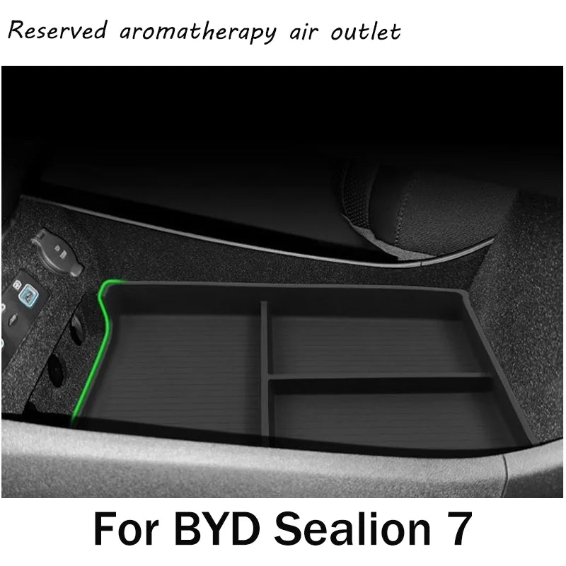 For BYD Sealion 7 07 EV 2024~2026 2025 Car Central Console Armrest Storage Box Water Coasters Pad Interior Decorate Accessories
