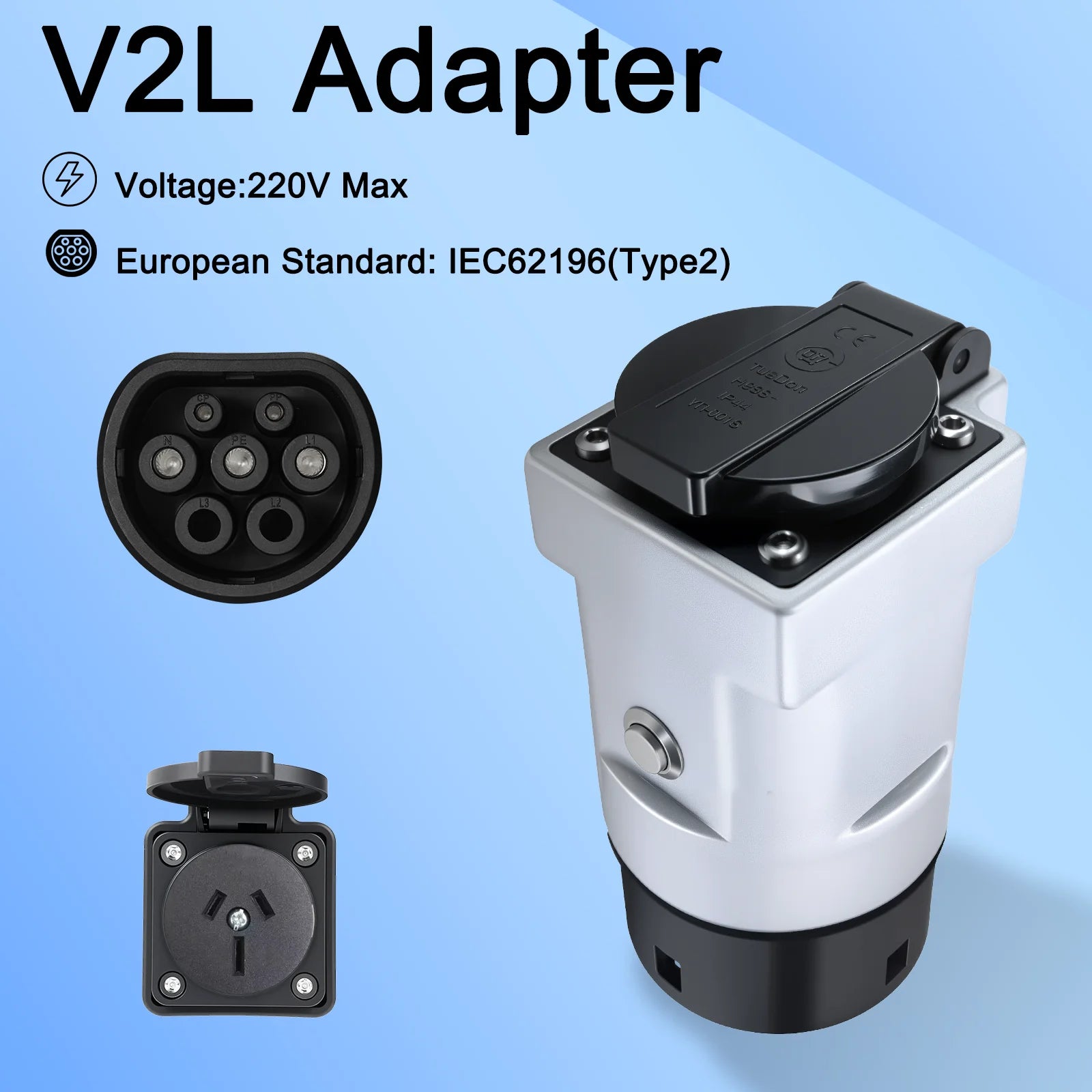GUWIEYG V2L Discharger AU Plug For Type2 Car Discharger EV Cable Adapter Support MG BYD SAMRT ZEEKR Vehicle to Load Type 2