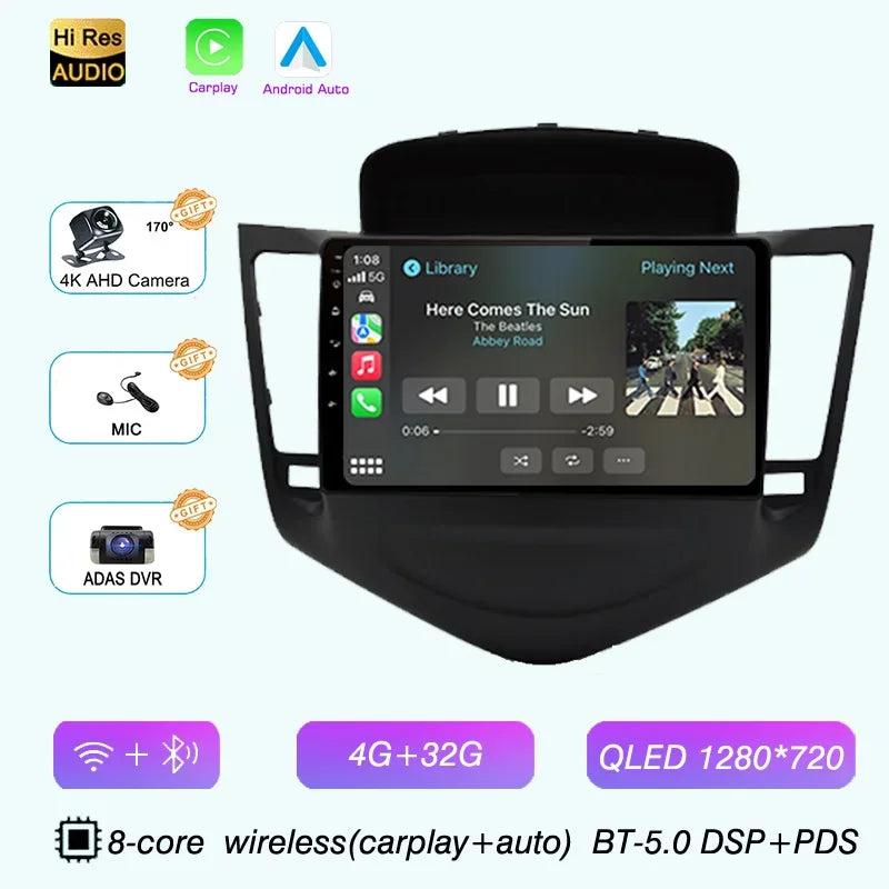 2K QLED 8core Android 15 For Chevrolet Cruze 2008 2009-2014 Car Radio GPS Carplay Auto Multimedia Head Unit DSP Stereo 2 Din