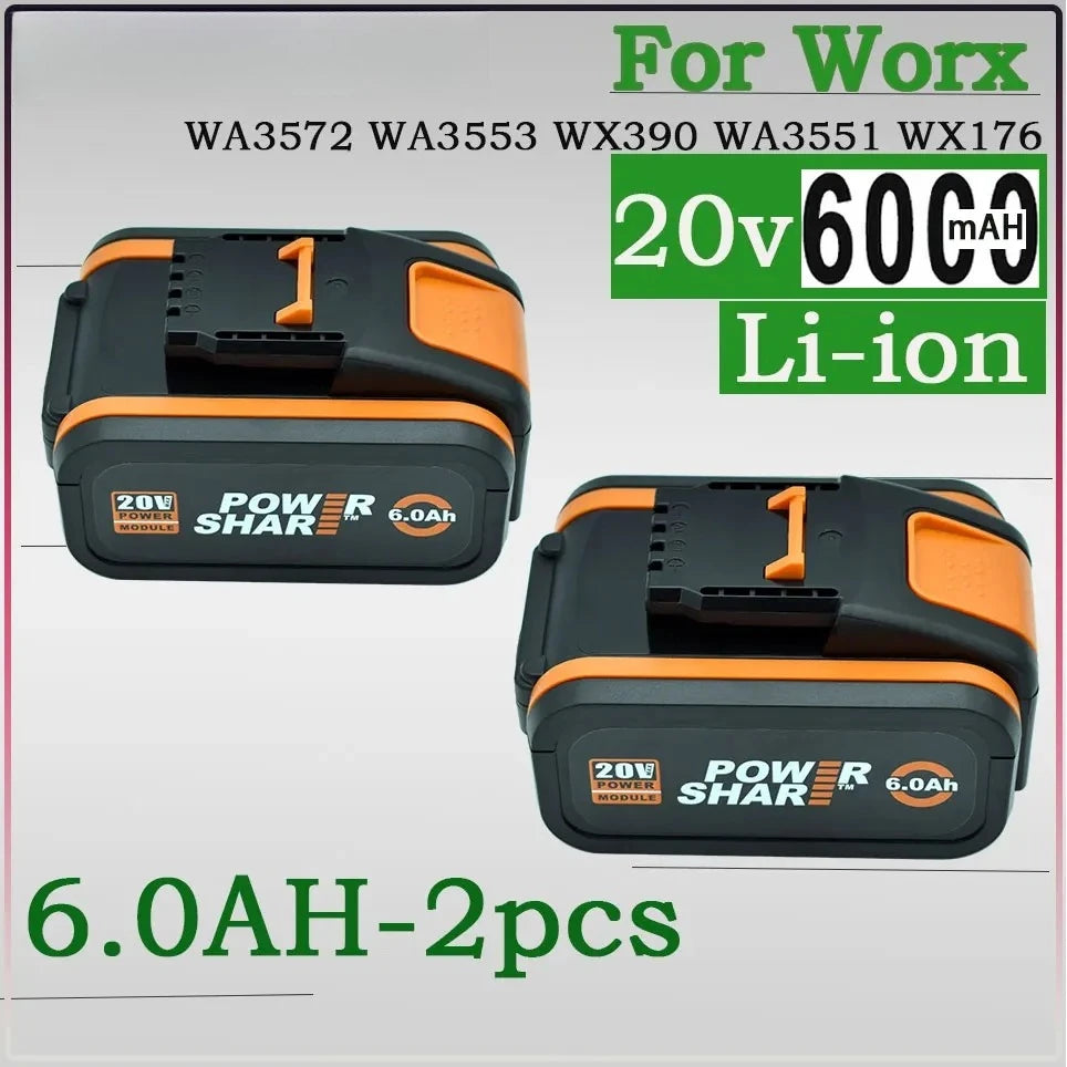 8.0Ah Lithium-ion Battery For WORX 20V high-capacity  WA3551 WA3551.1 WA3553 WA3641 WX373 WX390 Rechargeable Battery Tool