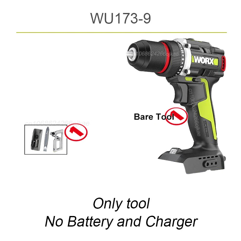 Worx WU173 Wireless Dual Speed Drill Rechargeable Brushless 20v 50Nm 1900rpm 18+1 Torque Adjustable Share WORX 5pin Battery