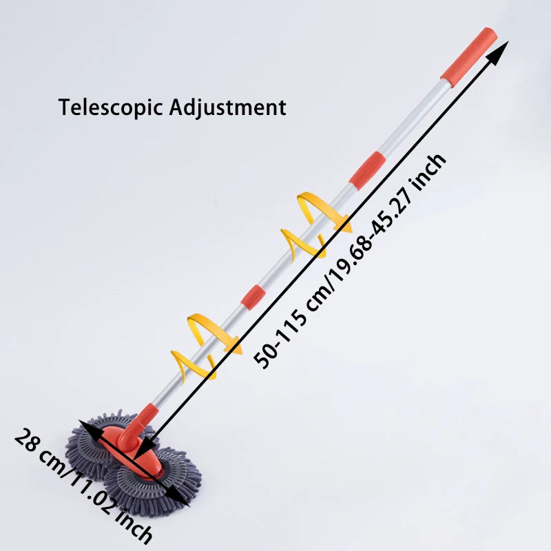 Rotating Three-Section Telescopic Car Wash Mop.Double Head Mop for Car Roof/Window Cleaning Spare mop head 1pcs mop mop handle
